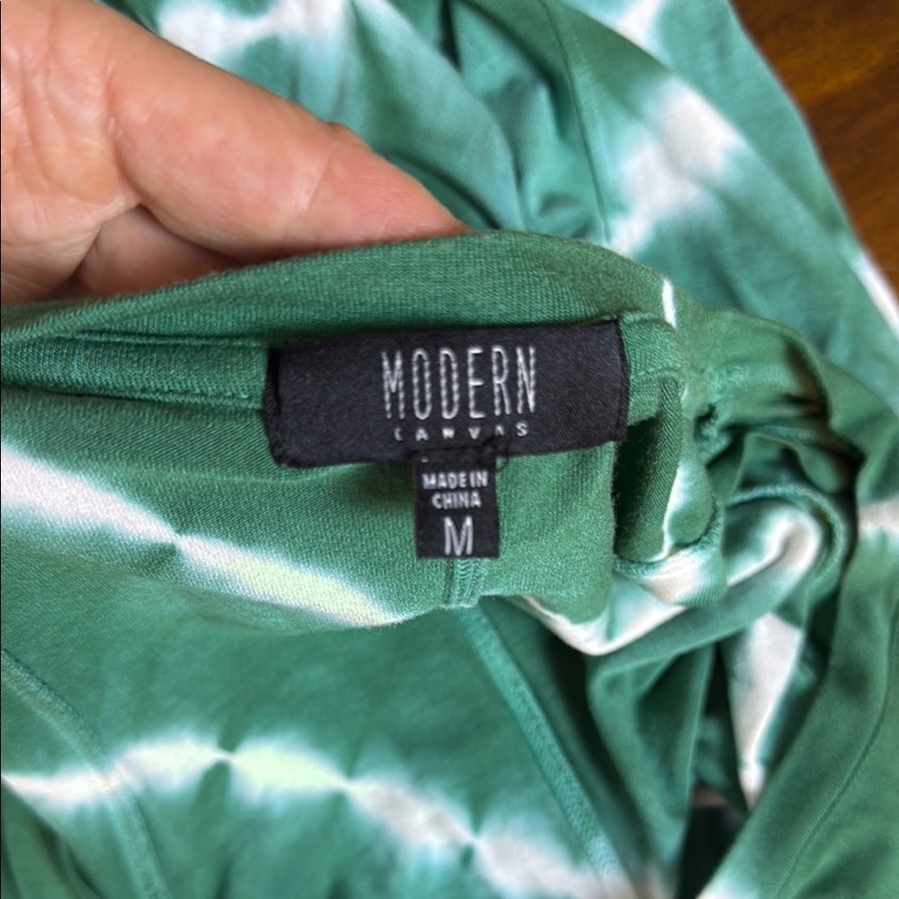 Modern Canvas Green & White Tie-Dye Maxi Dress, Medium - Picture 3 of 4